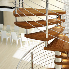 Wizualizacja aranżowana schodów drewnianych dla ENTRA Design