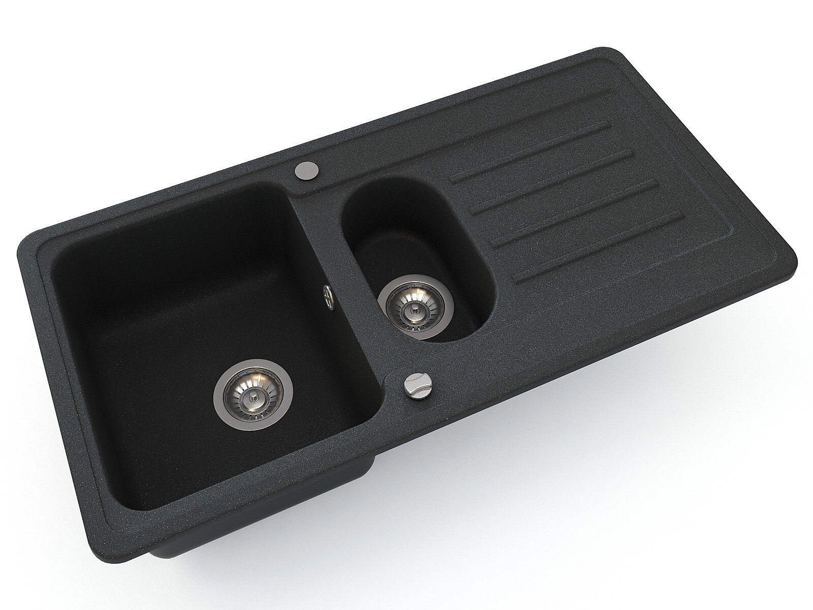 3D product render of a Deante Etiuda black composite sink on a clean white background