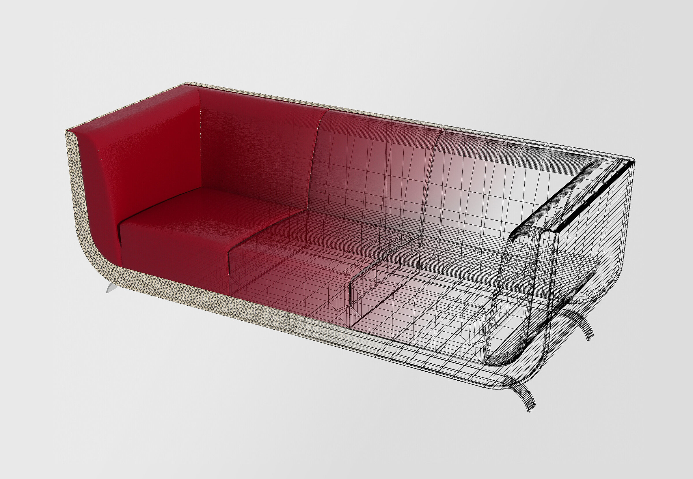 model 3D sofy w formie siatki